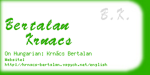 bertalan krnacs business card