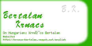 bertalan krnacs business card